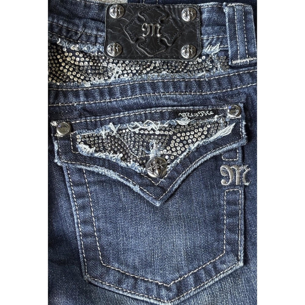 Miss Me Bootcut Jeans Size 29 Dark Wash Embellished Flap Pockets Bling JP5124B10